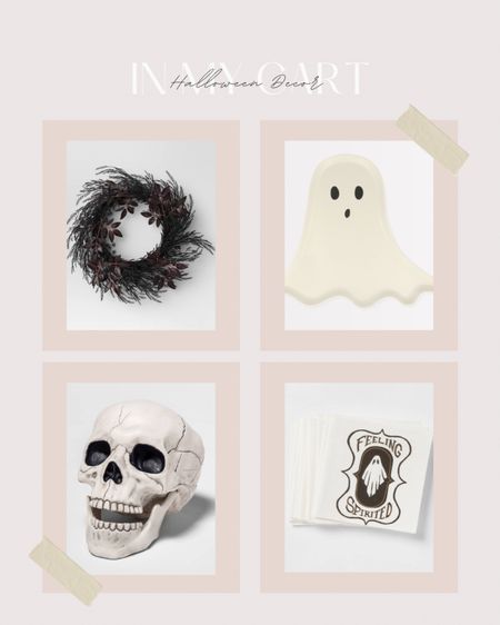 Target Halloween home decor 🎃🧡🖤 // black wreath, ghost plate, decorative skull, Halloween napkins 

#LTKSeasonal #LTKhome #LTKunder50