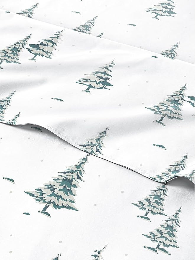 Christmas Sheet Set, Green Xmas Trees, Holiday Xmas Bedding Set - King Size | Amazon (US)