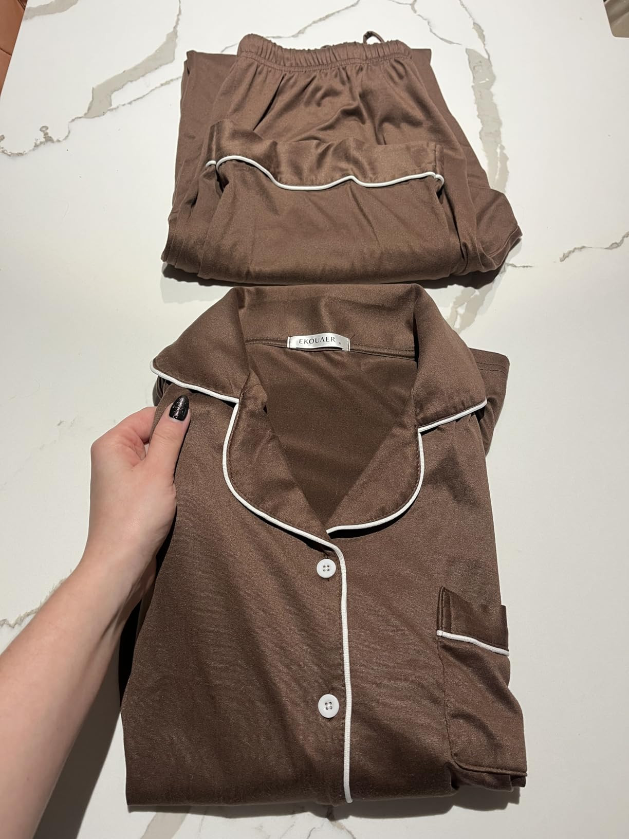 Ekouaer Womens Pajamas Set 2 Piece Button Down Pjs Soft Long Sleeve Top and Pants Sleepwear Set L... | Amazon (US)