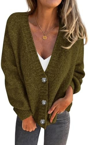 PRETTYGARDEN Cardigan Sweaters for Women Trendy Fall 2026 Long Sleeve Button Down Oversized Chunk... | Amazon (US)