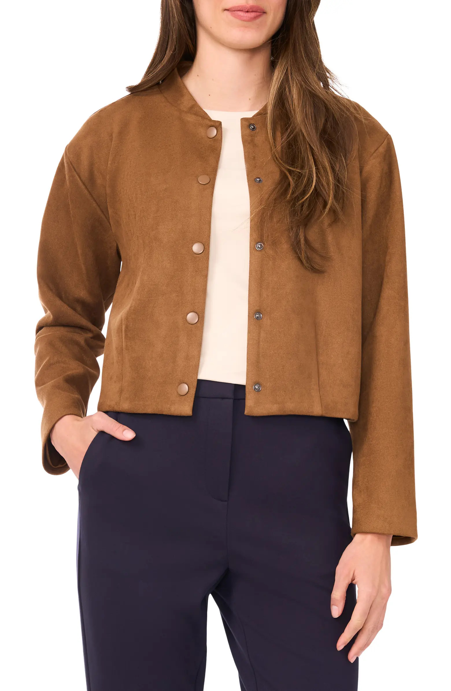 Halogen® Faux Suede Bomber Jacket | Nordstrom | Nordstrom