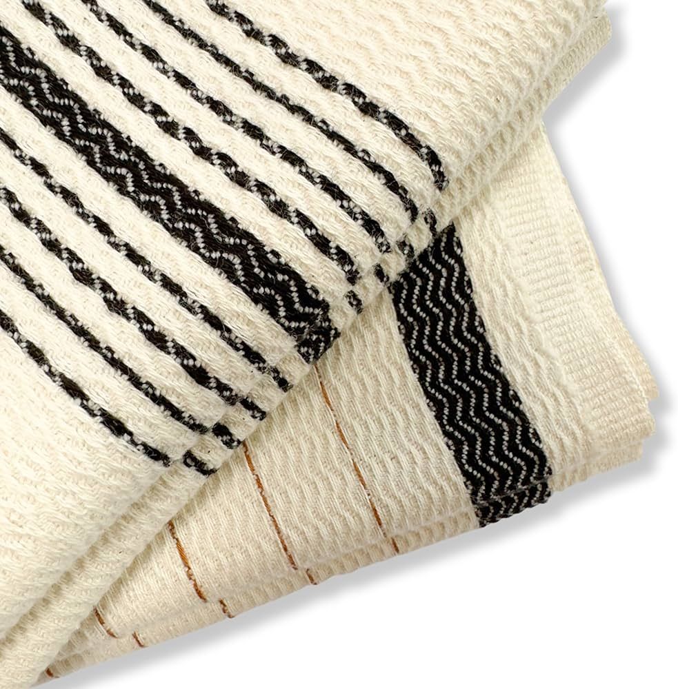 THE LOOMIA 100% Turkish Hand and Kitchen Towel Set of Four (XL Size with Terracotta & Black Strip... | Amazon (US)