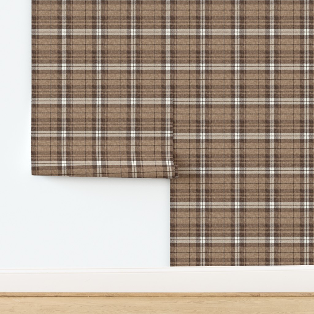 (small scale) neutral plaid - fall plaid in brown - LAD21 Wallpaper bylittlearrowdecor | Spoonflower