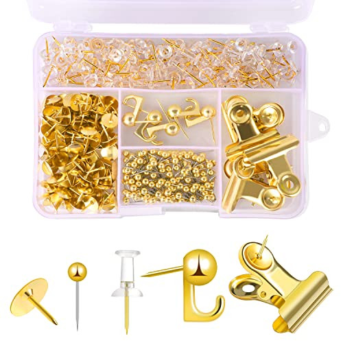 310 Pcs Gold Push Pins Set Thumb Tacks Decorative Push Pins for Cork Board with Push Pin Hook Pus... | Amazon (US)