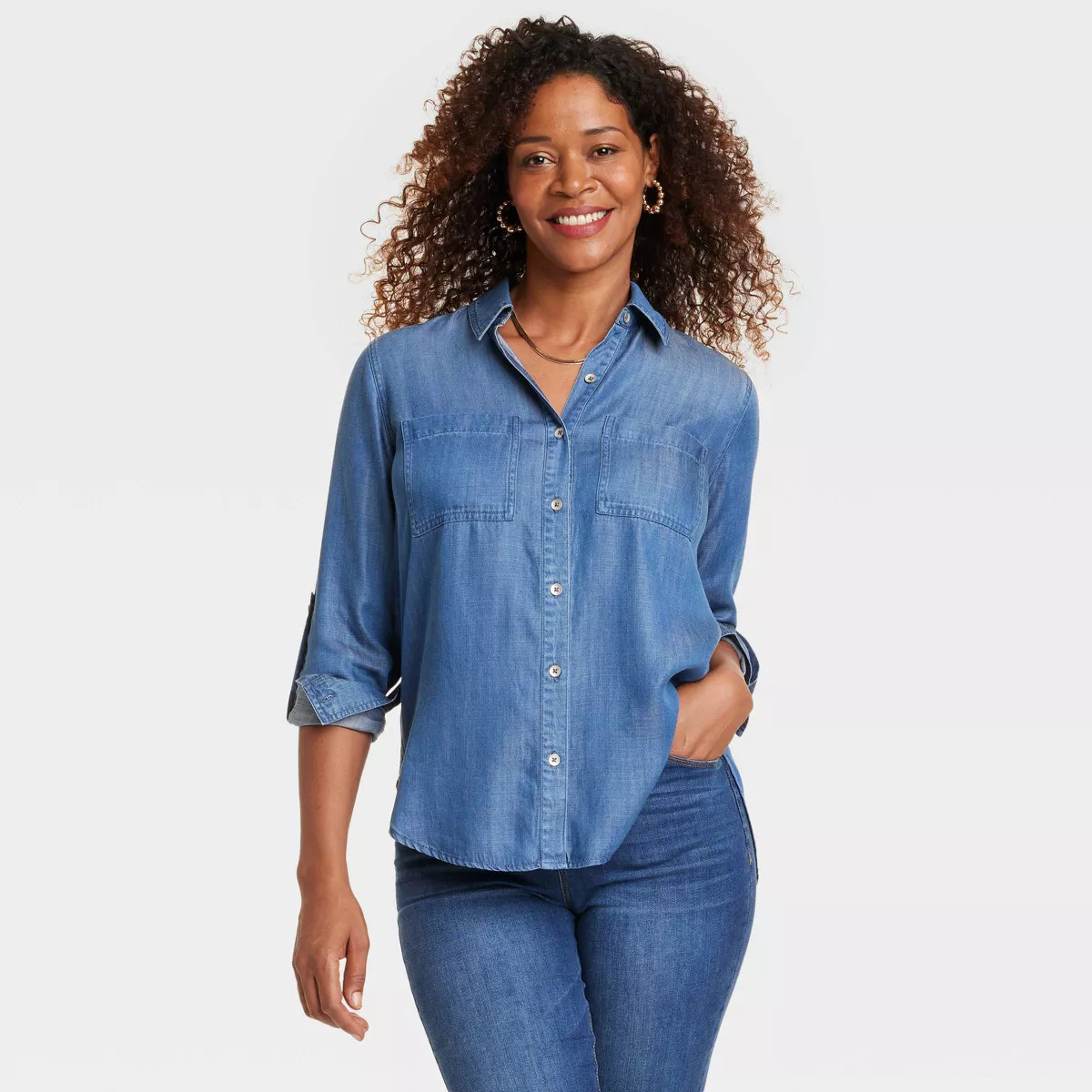 Women's Long Sleeve Loose Button-Down Shirt - Knox Rose™ | Target