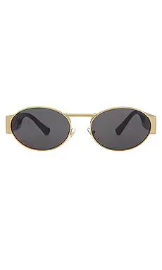 VERSACE Oval Sunglasses in Gold & Dark Grey from Revolve.com | Revolve Clothing (Global)