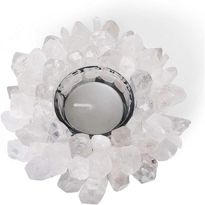 Healing Crystal Clear Quartz Tea Light Candle Holder Home Decoration Figurine 0.99lbs-1.32lbs (Cl... | Amazon (US)