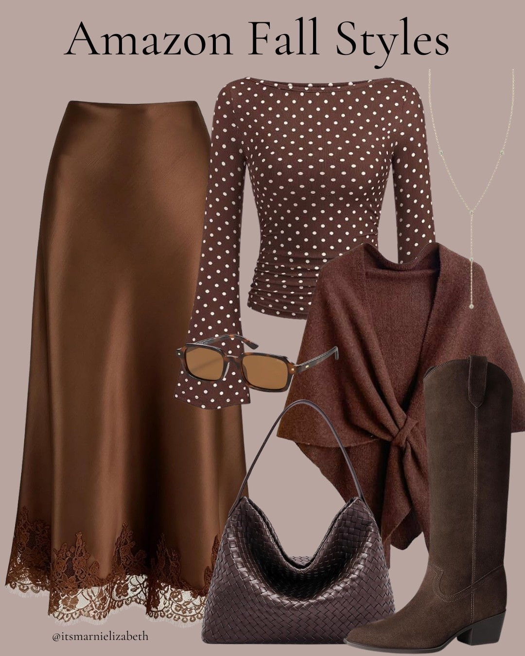 Amazon fall styles 🤎 Loving the rich chocolate tones, feminine details, and classic pieces in this one. Such a pretty fall color palette.

fall fashion, Amazon finds, fall outfit inspo, Amazon style, autumn outfits, cozy fall style, fall wardrobe, neutral fashion

#LTKgrwm #LTKootd #LTKSeasonal