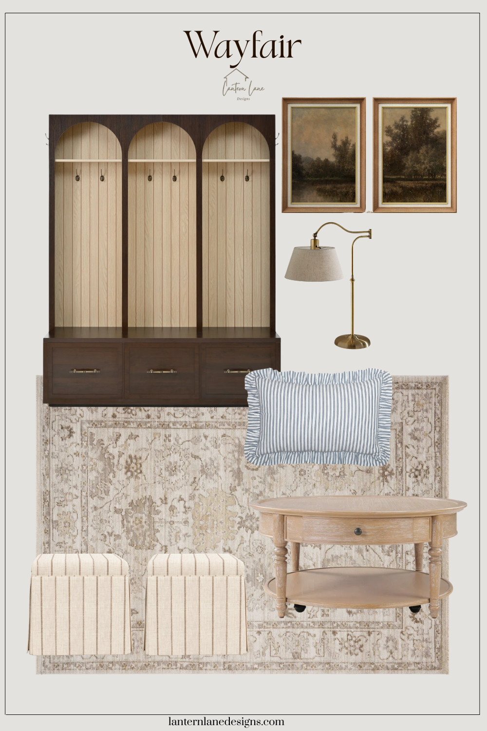 ooking for affordable home decor that looks high-end? These beautiful Wayfair finds will instantly elevate your home with timeless style. From an arched hall tree and vintage-inspired rug to classic artwork, striped ottomans, and a charming wood coffee table, these cozy home decor picks are perfect for creating a warm, designer-inspired space without the designer price tag. 

 #LTKHome #LTKSaleAlert