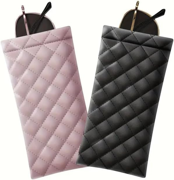 2Pcs Portable Squeeze Eyeglasses Case - PU Leather Soft Sunglasses Bag Pouch, Pocket Mobile Phone... | Amazon (US)