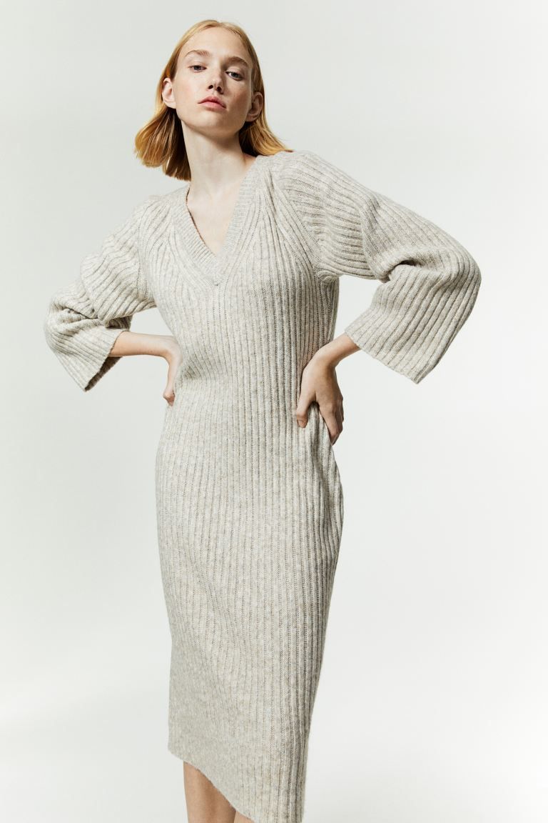 Rib-knit Dress - Light beige melange - Ladies | H&M US | H&M (US + CA)
