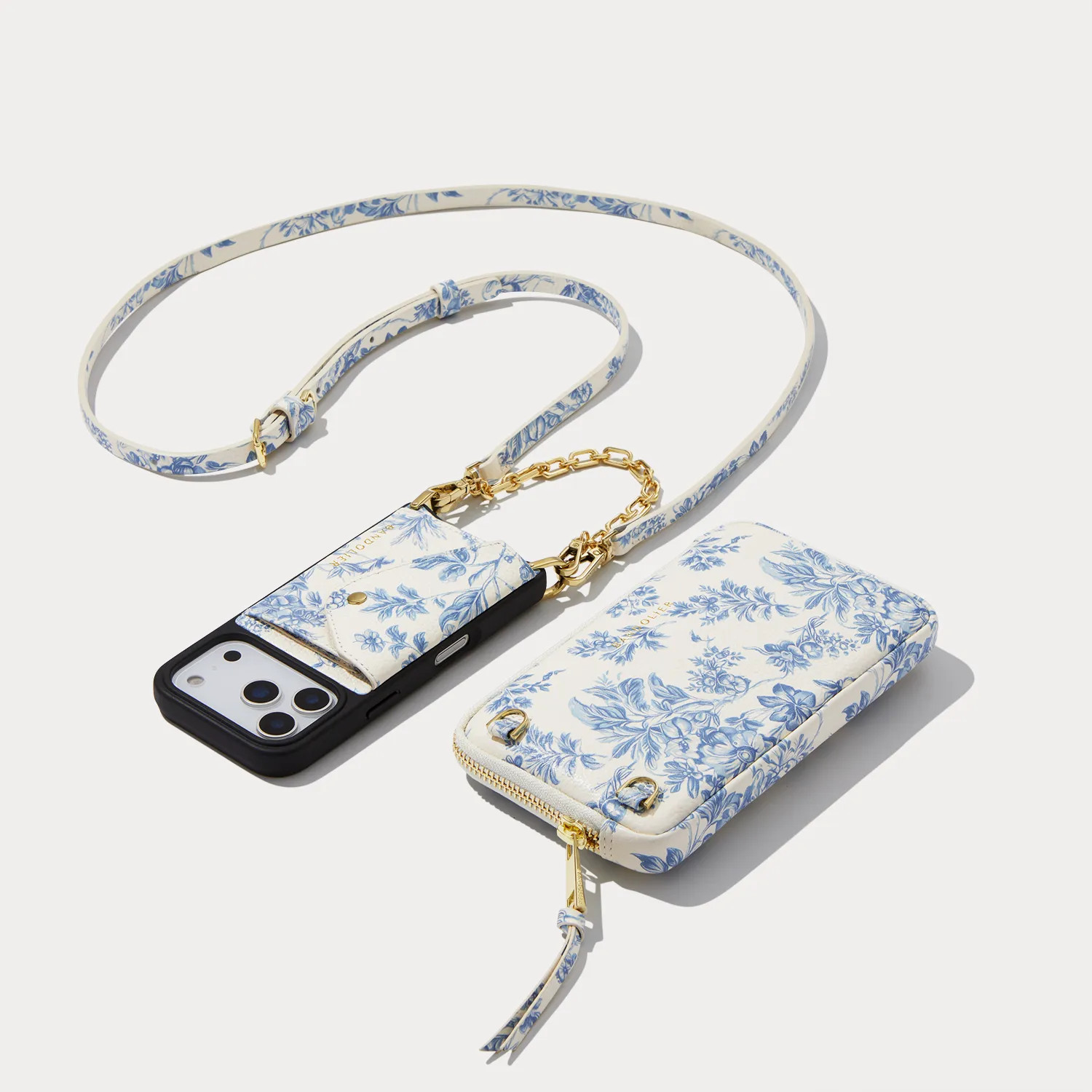 Valentina Duet Pouch Set - Chambray Toile/Gold | Bandolier