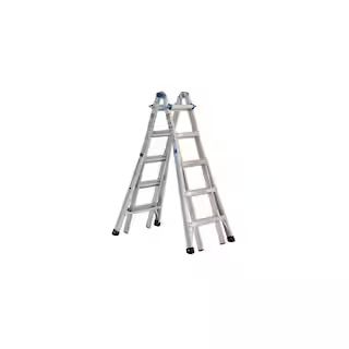 Werner 22 ft. Reach Aluminum Telescoping Multi-Position Ladder with 300 lbs. Load Capacity Type I... | The Home Depot