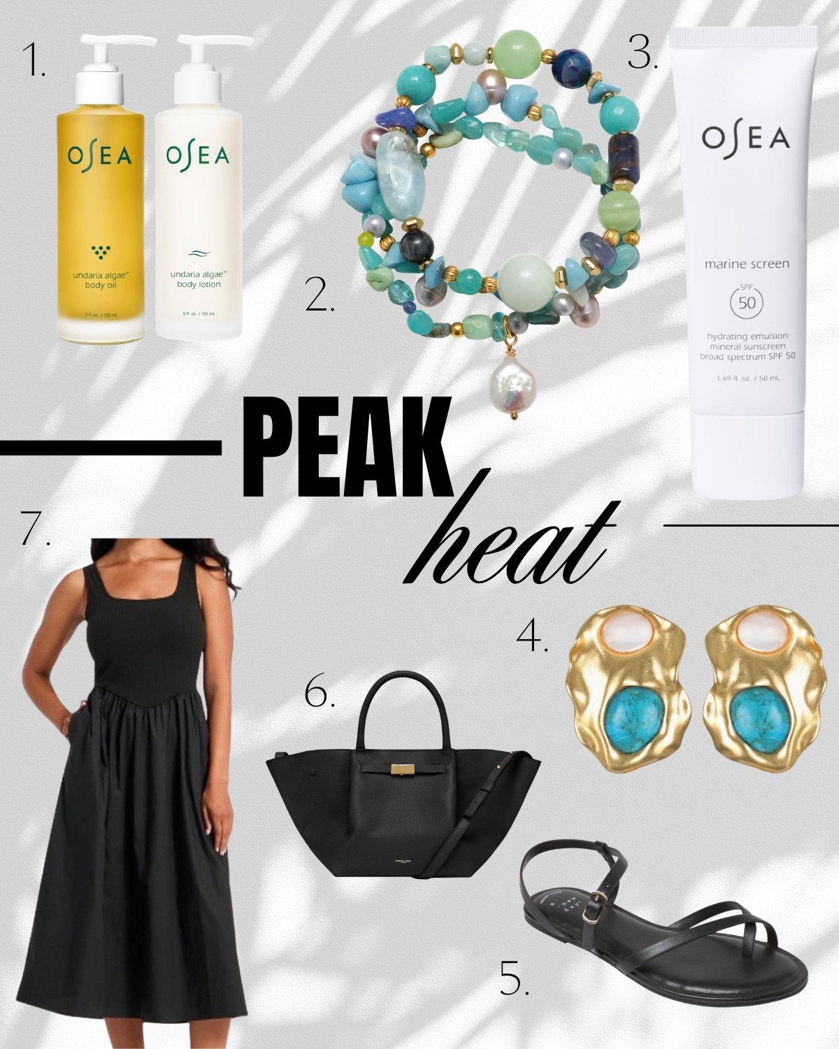 Some of my favorite summer staples to feel pulled together when it’s hot AF outside. 

1. The summer glow duo from OSEA is a MUST to keep my skin hydrated and glowy in triple digit heat. I use the body oil after the shower and the collagen lotion in the mornings before getting dressed. Use code ECOBABES for even more savings sitewide. 

2. The new collab from Sequin and Caitlyn Warakomski is giving vacation ready and made with heirloom quality materials. I love this curated bracelet stack which is the perfect pop of color to dress up everyday basics. 

3. I never leave home without SPF on my face and the Mineral Marine sunscreen is the GOAT. It is non-greasy and leaves zero white cast. The formula is lightweight and literally melts into the skin. 

4. When it’s hot out my hair is constantly up and out of my face, these statement earrings are also from the Sequin collab and are such a perfect pair to wear with an updo. 

5. I’ve been living in these strappy flats and love them so much I bought them in both black and nude. They are currently on sale for under $20!

6. When I first saw this bag it stopped me mid-scroll, it was my first time seeing the Demellier brand and I was hooked. It’s a great everyday bag and looks elegant and comes in a variety of finishes. 

7. I wear this dress at least twice a week. It has pockets which as a mom of two little girls is essential. I love how pulled together it makes me feel and it’s great in triple digit heat.

#LTKmomlife #LTKSaleAlert #LTKOver40