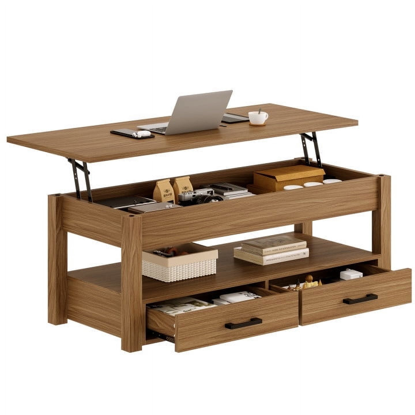 DOVEAID Lift Top Coffee Table with 2 Drawers, Wooden Coffee Table with Storage Cabinet and Hidden... | Walmart (US)