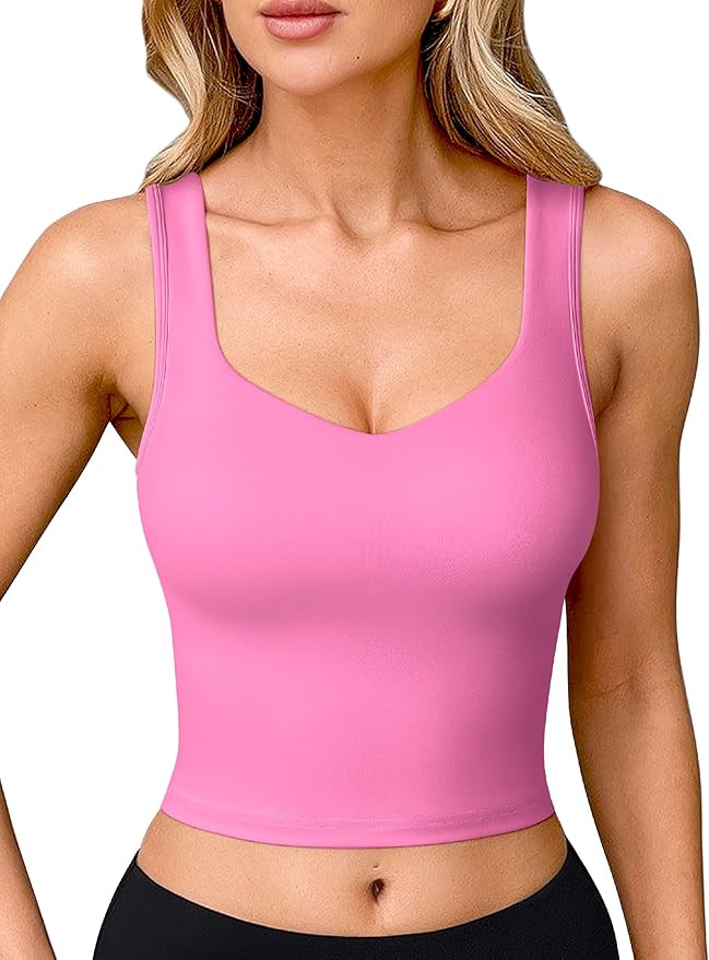 OQQ Womens' Sports Bra Padded with Medium Support Tank Tops Tee Shirts | Amazon (US)
