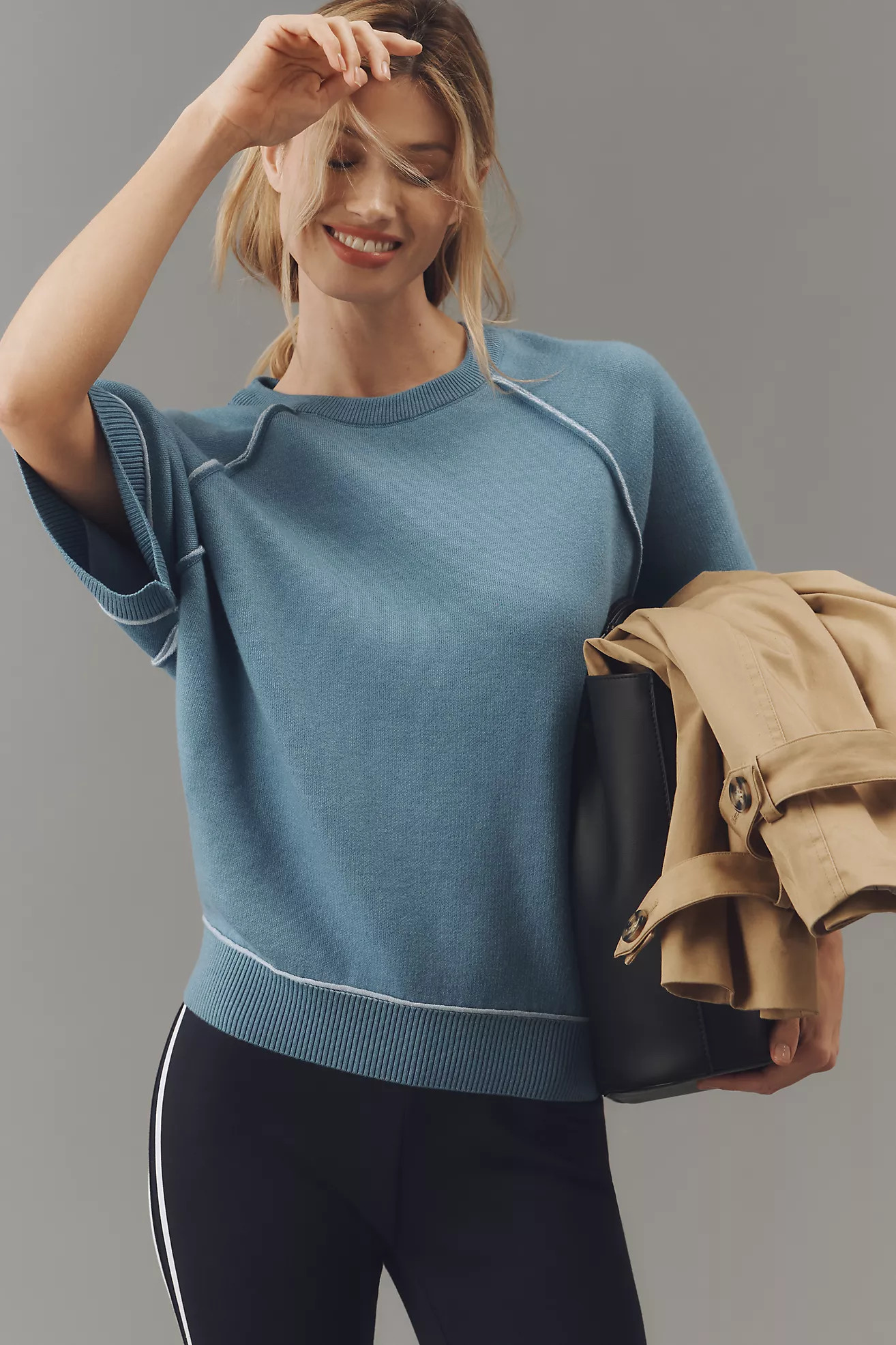 The Oaklyn Cozy Crew-Neck Sweatshirt by Pilcro: Short-Sleeve Edition | Anthropologie (US)