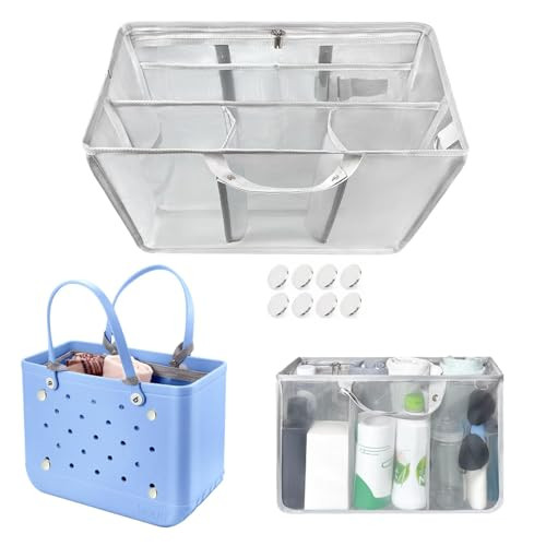 XYFuuee Beach Bag Organizer Inserts for Baby Medium Bogg Bag Accessories with 8 Removable Metal Fasteners, Lightweight Mesh Insert Divider Pouch, Organizing Rubber Tote, Save Storage Space, Gray M | Amazon (US)