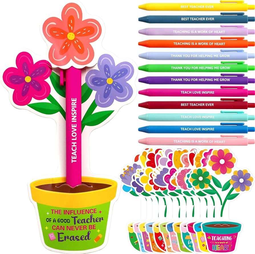 Fancy Land 12 Pack Teacher Appreciation Pens Thank You Ballpoint Pens with Cards Teacher Apprecia... | Amazon (US)