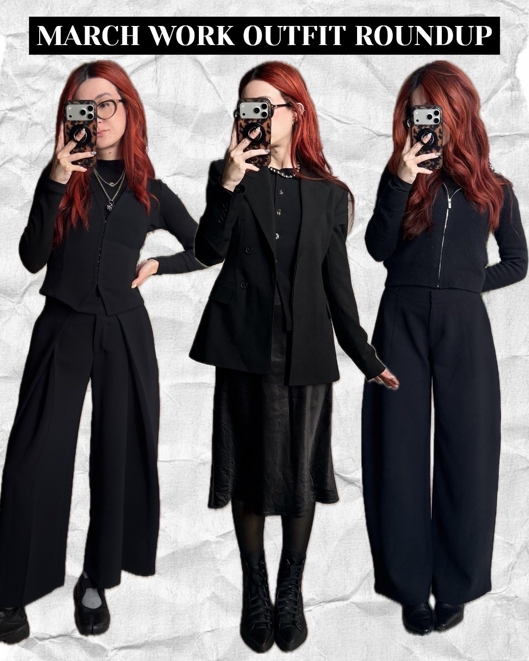 march work outfit roundup!
@Aritzia 

all black style, all black office outfit, work style, aritzia style, aritzia outfits, corporate goth, alternative style, corporate style, all black outfit inspo, weekly outfit roundup, work outfit roundup, aritzia goth

#LTKootd #LTKSeasonal #LTKWorkwear