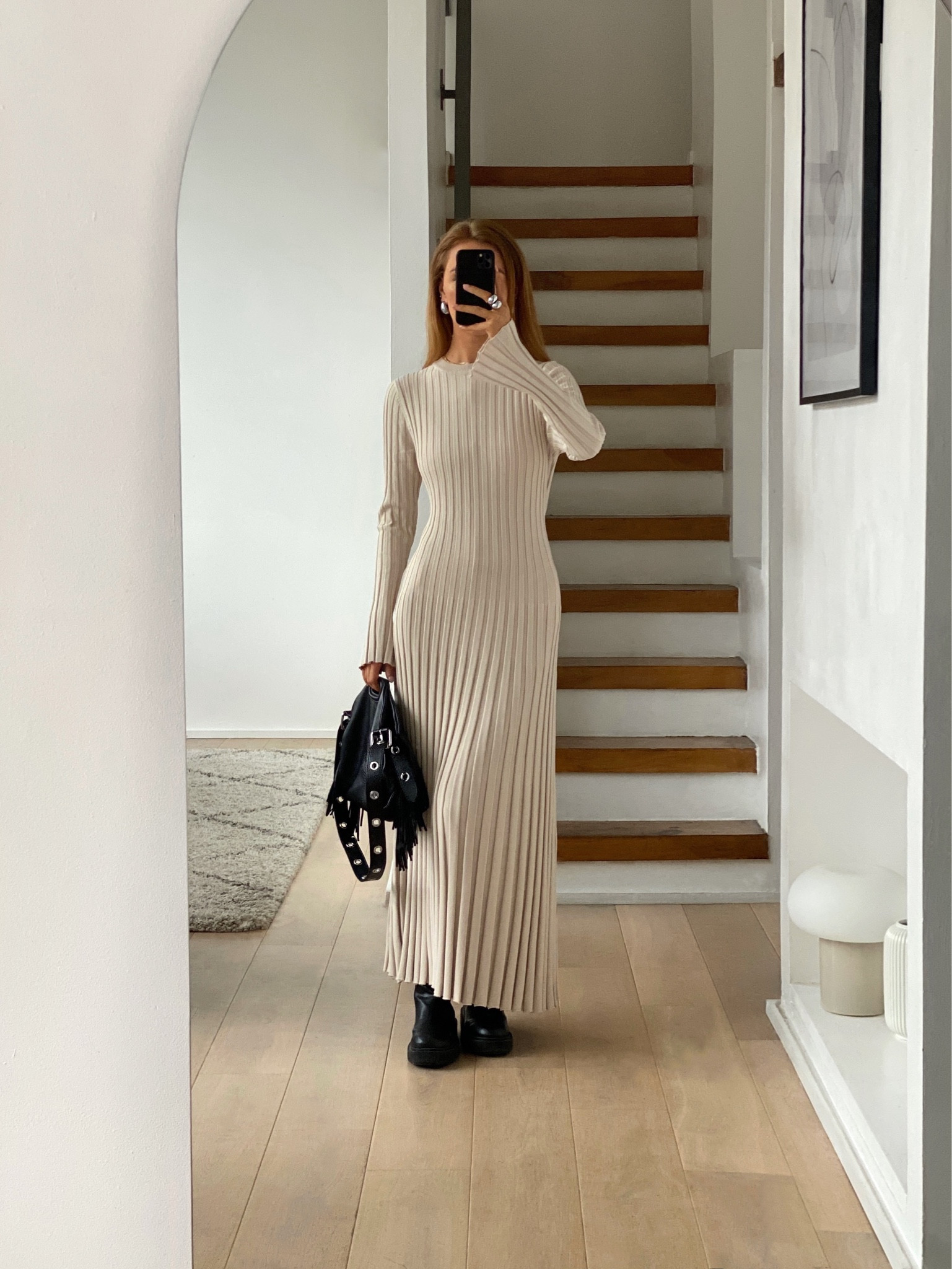 knee length dresses for ladies Tracy Studio Black Long Sleeve Stone Embellished Shoulder Dress main image 1