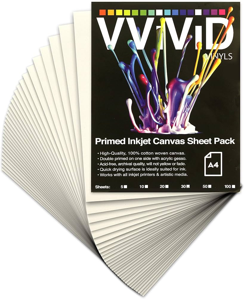 VViViD Canvas Printable Cotton LTR 8.5 X 11 125lbs. 340gsm 17mil (30 Sheets) | Amazon (CA)
