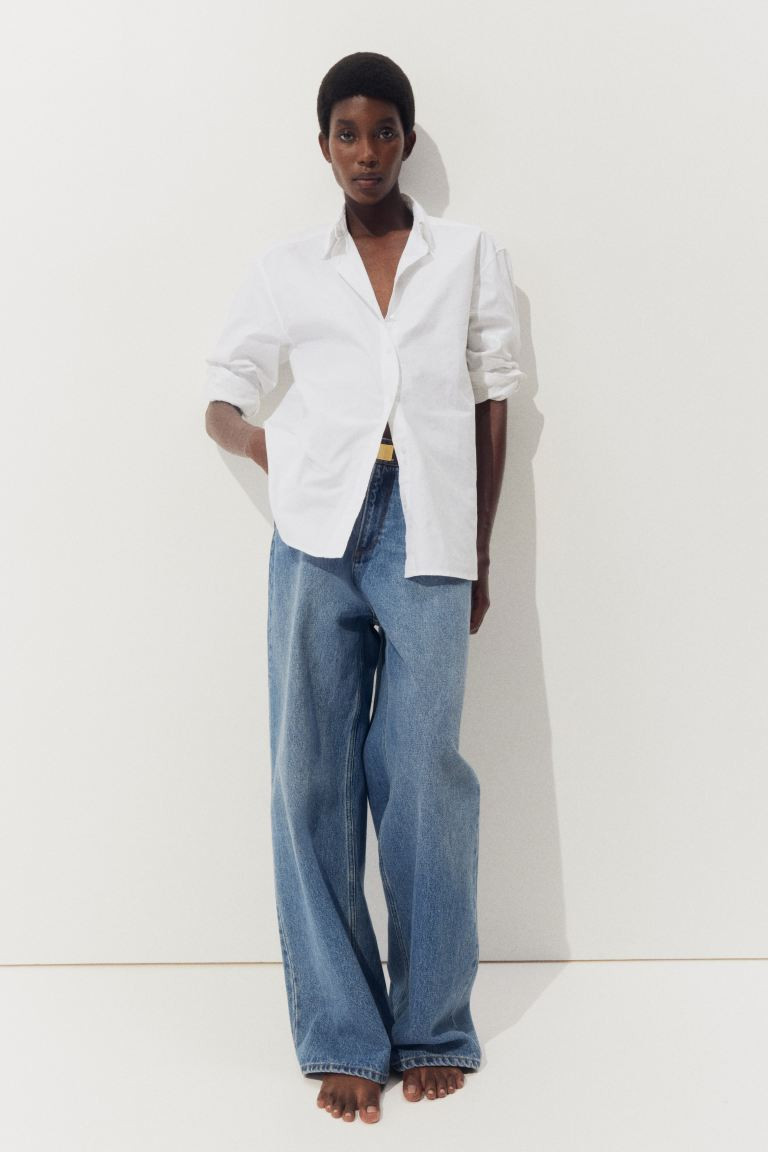 Oxford Shirt - Long sleeve - Regular length - White - Ladies | H&M US | H&M (US + CA)