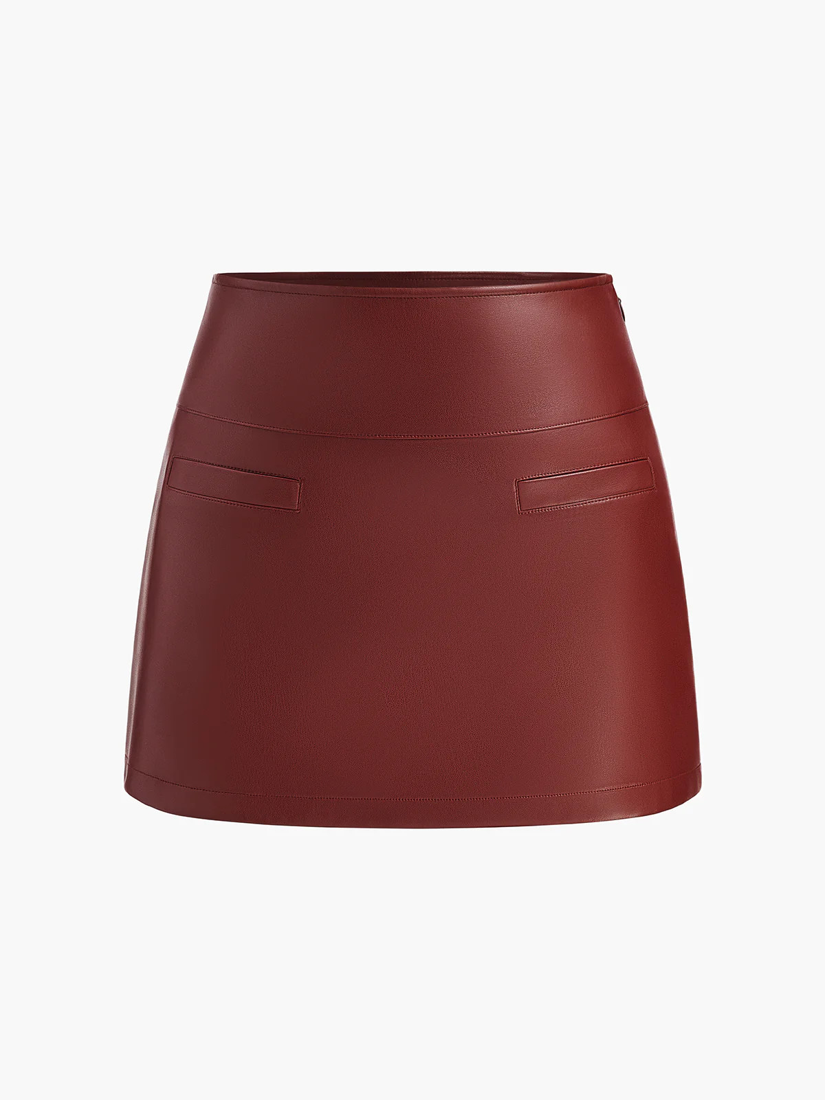 A-Line Faux Leather Mini Skirt | Commense