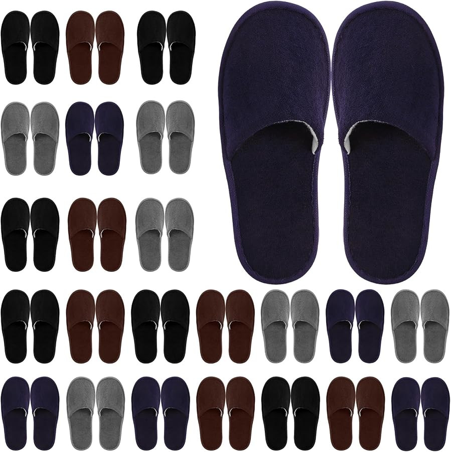 Geyoga 24 Pairs Disposable Slippers for Guests Bulk 2 Size Cotton Soft Spa Hotel House Slippers f... | Amazon (US)