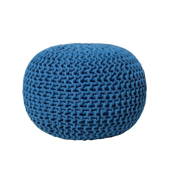 Pouf Ottoman Dark Blue CONRAD 20' | Bed Bath & Beyond