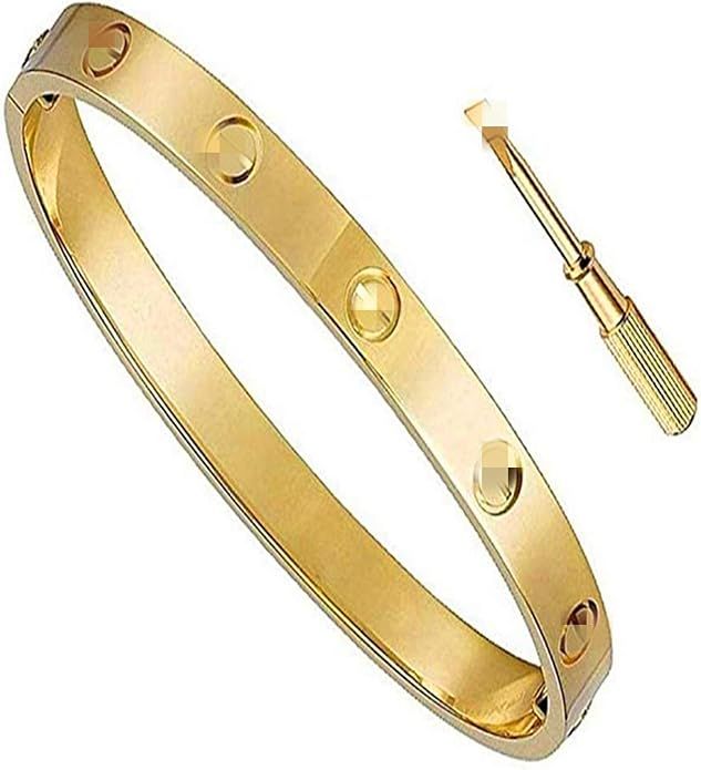 18 K Gold Plated Bracelet Hinged Stainless Steel for Women | Amazon (US)