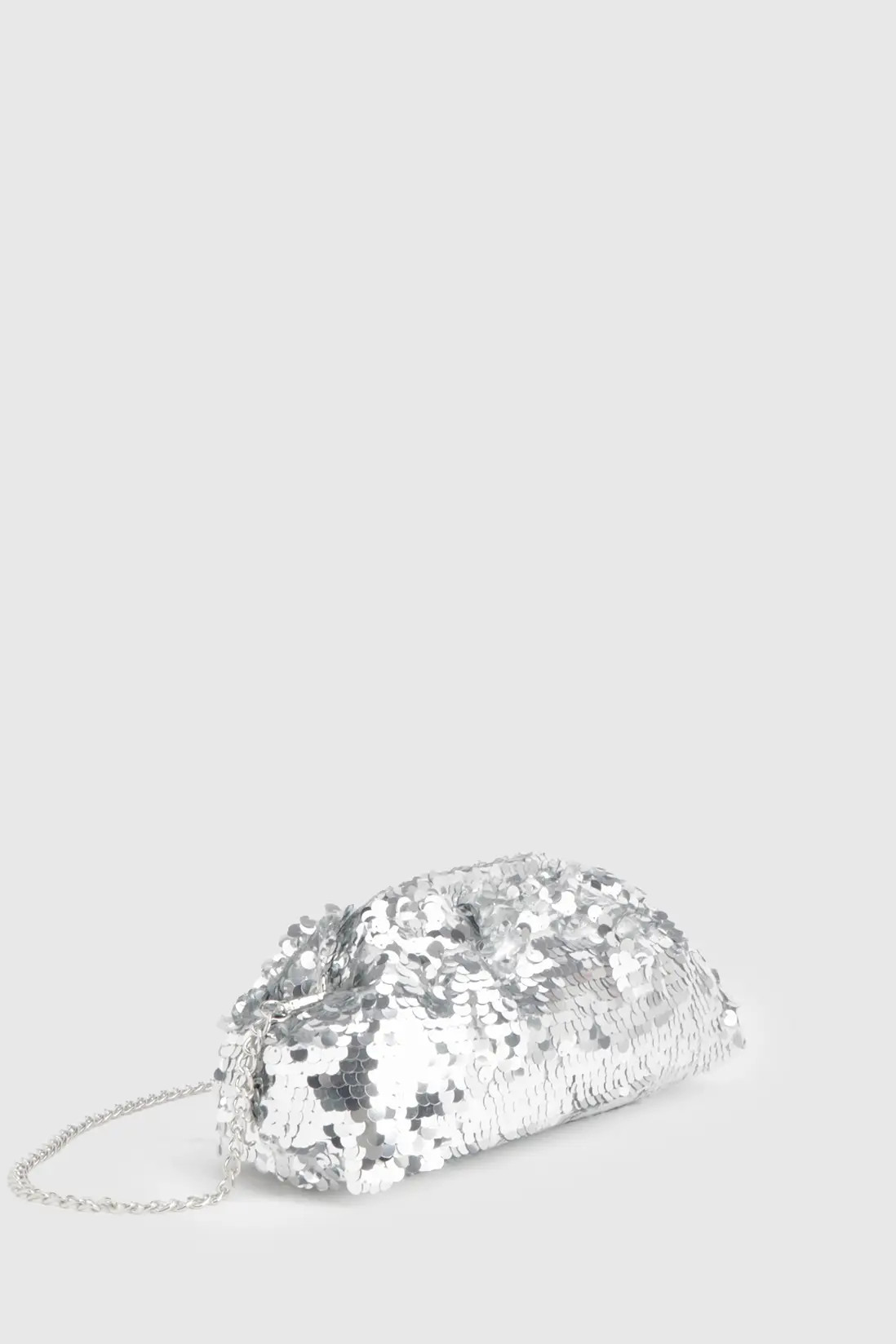 Silver Sequin Slouchy Clutch Bag | Boohoo.com (UK & IE)
