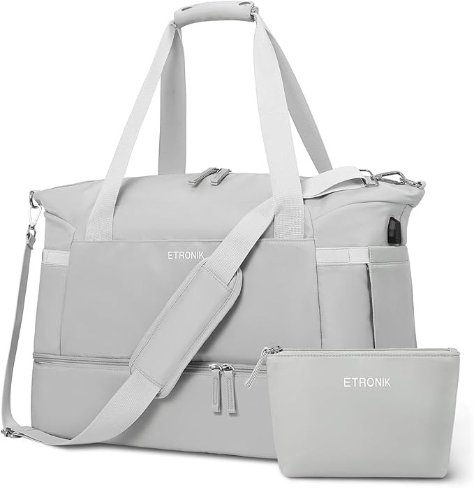 ETRONIK Gym Bag for Women, Travel Duffel Bag with USB Charging Port, Weekender Overnight Bag with... | Amazon (US)