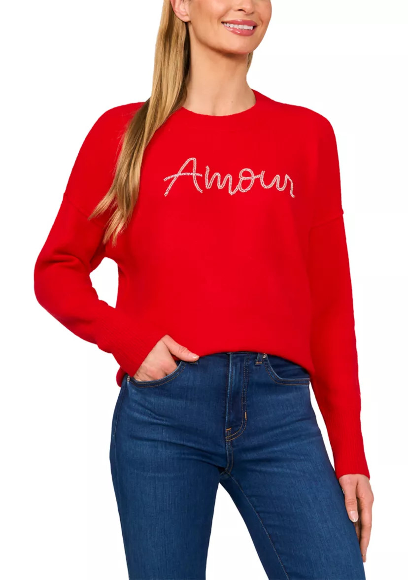 Women's Long Sleeve Beaded Amour Sweater | Belk