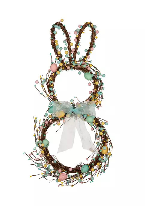 Easter Bunny Shaped Wreath with Eggs & Satin Ribbon Bow | Belk