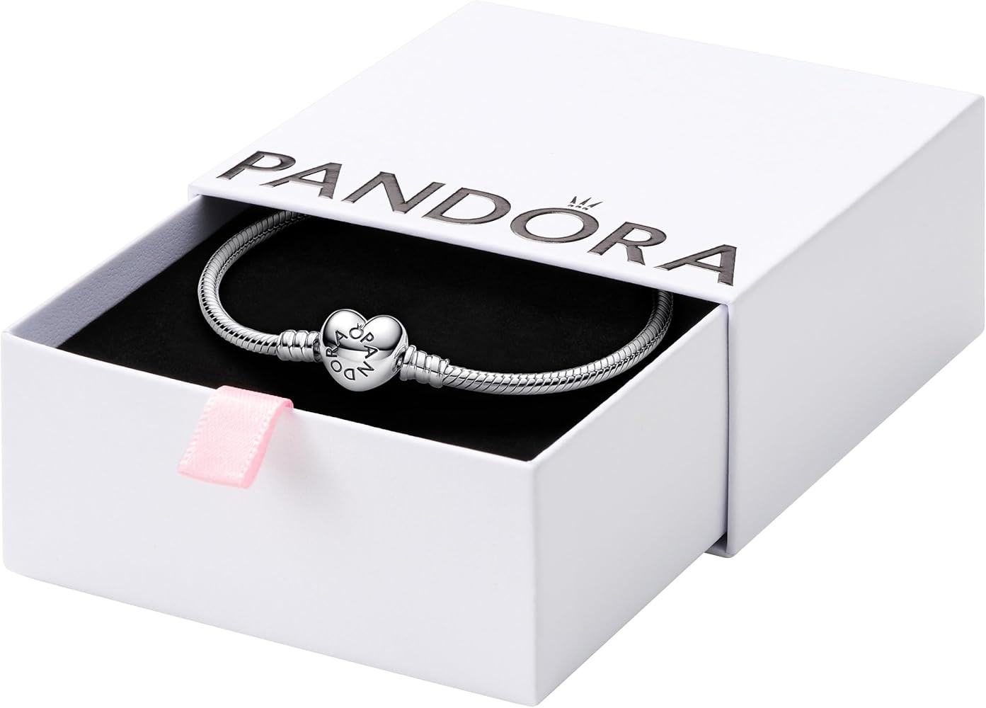 PANDORA Moments Heart Clasp Snake Chain Bracelet - Charm Bracelet - Compatible with PANDORA Momen... | Amazon (US)
