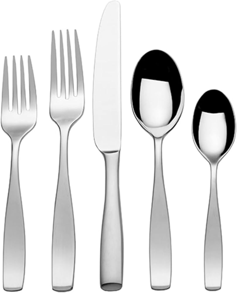 Mikasa, Satin Loft Flatware Service for 12, 65 Piece Set, 18/10 Stainless Steel, Silverware Set w... | Amazon (US)
