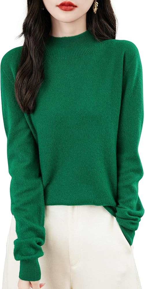 Chanyarn Women's 100% Merino Wool Seamless Sweater Mock Neck First-Line Ready to Wear Long Sleeve... | Amazon (US)