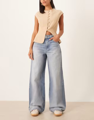 Calvin Klein Jeans wide leg jeans with splatter print in acid wash | ASOS (Global)