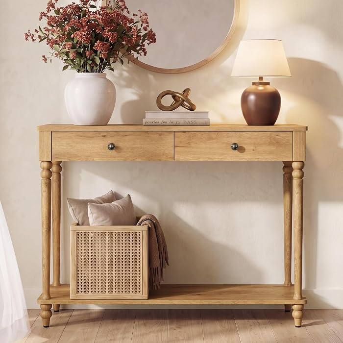 VASAGLE 39.3"Console Table, Narrow Entryway Sofa Table with Solid Wood Legs | Amazon (US)