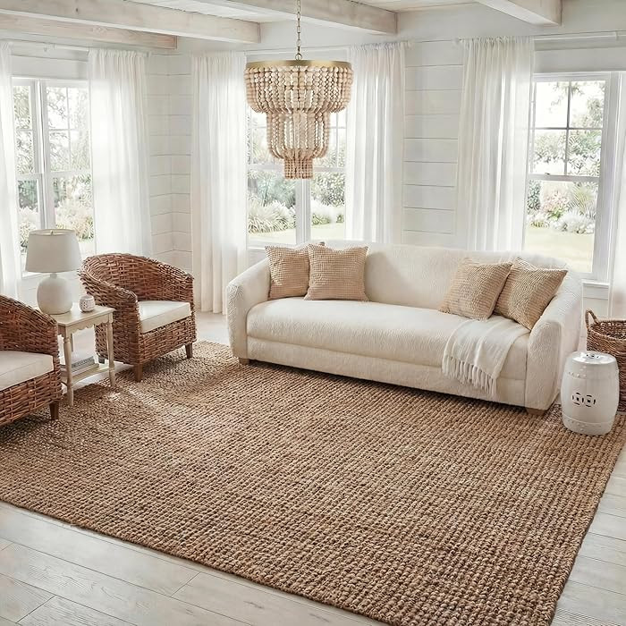 SAFAVIEH Area Rug 10x14 - Natural Fiber Collection - Large - Natural Brown, Handmade Jute, Farmho... | Amazon (US)