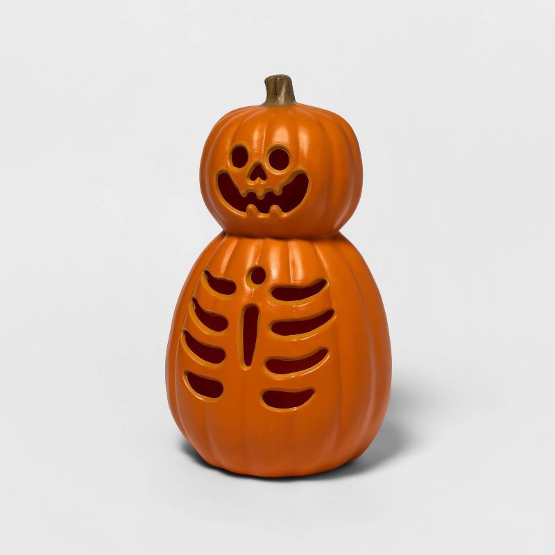 Light Up Double Stack Pumpkin Skeleton Halloween Decorative Prop - Hyde & EEK! Boutique™ | Target