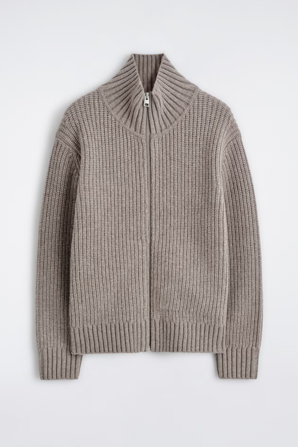 FUNNEL-NECK KNITTED WOOL JACKET - STONE | COS DE | COS (EU)