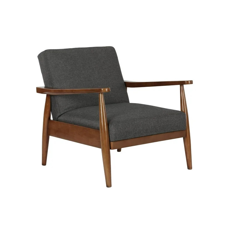 Better Homes & Gardens Mid Century Solid Wood Reclining Accent Chair with Upholstered Seat, Gray ... | Walmart (US)