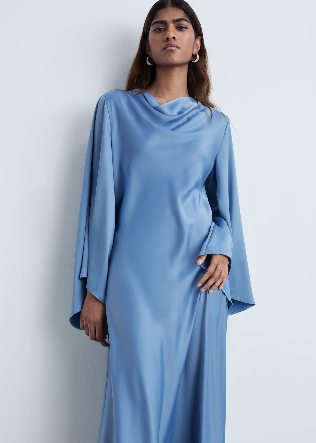 Lange satijnen jurk - Dames | MANGO Nederland | Mango EU