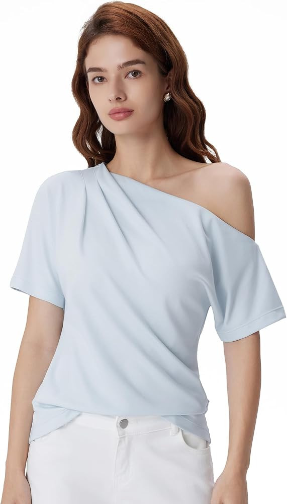 SUUKSESS Women Off the Shoulder Tops Short Sleeve Trendy Going Out Shirts | Amazon (US)