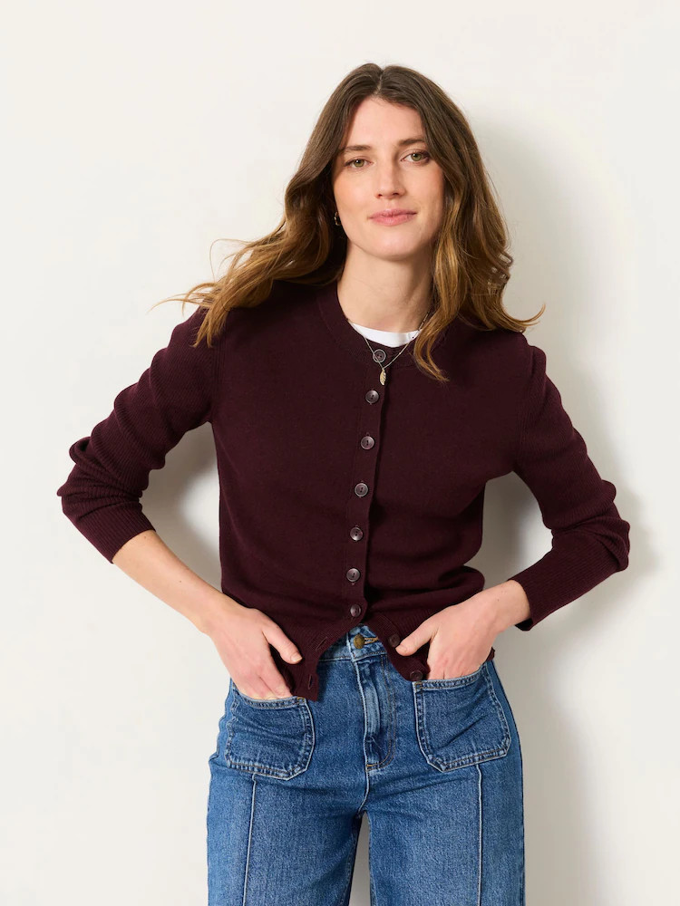 Bordeauxrood - FatFace Knitted Button Front Cardigan | Next EU