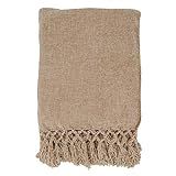 SARO LIFESTYLE Sevan Collection Knotted Chenille Throw Blanket, 50" x 60", Natural | Amazon (US)