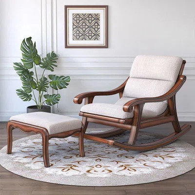 American Style Solid Wood Nordic Lounge Chair Solid Wood Rocking Chair | Wayfair North America