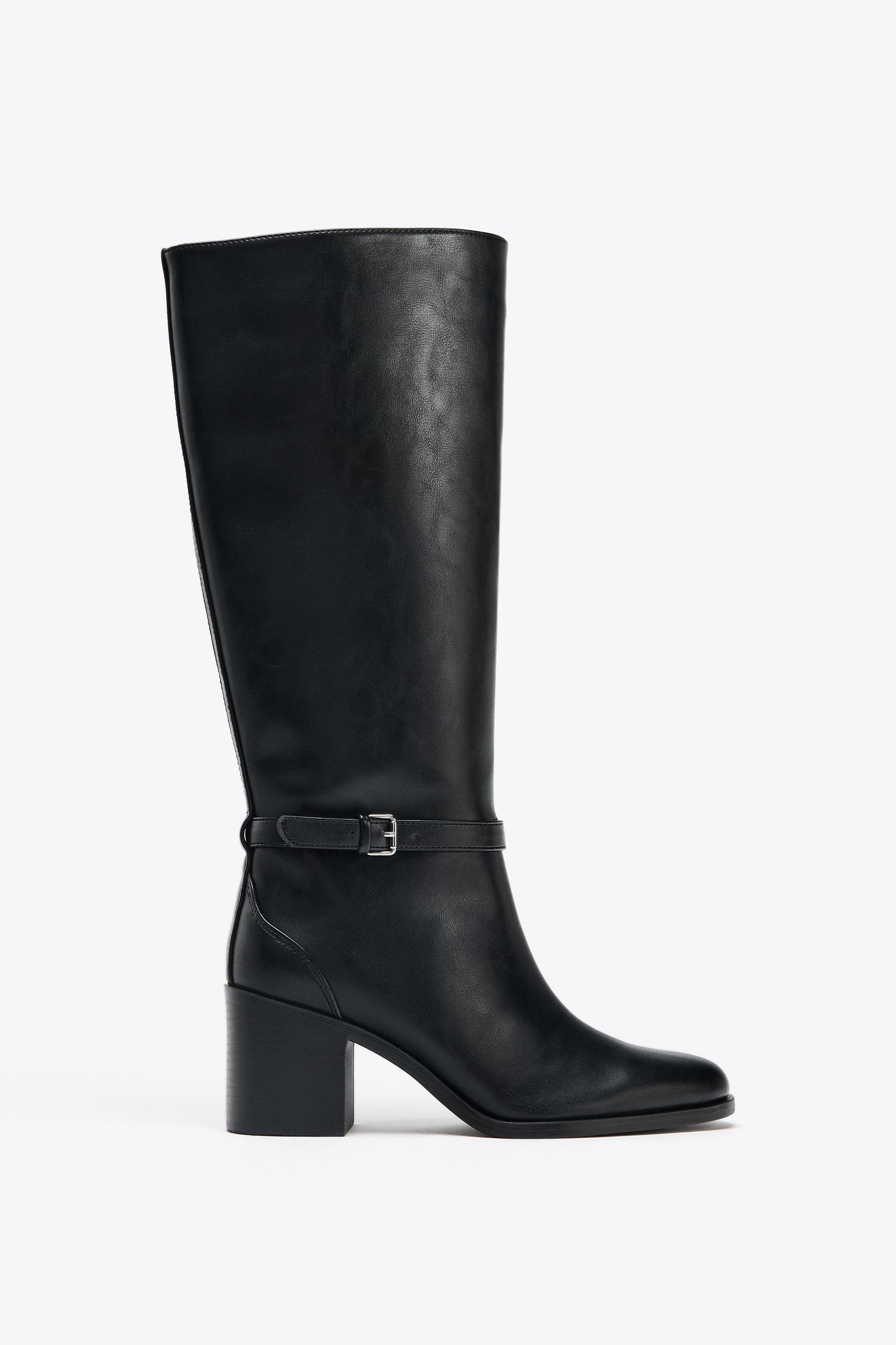 BUCKLE BLOCK HEEL BOOTS | Zara UK